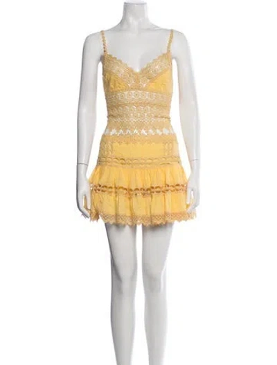 Pre-owned Charo Ruiz Lace Pattern Skirt Set In Yellow