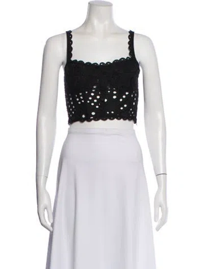 Pre-owned Charo Ruiz Lace Pattern Square Neckline Crop Top In Black