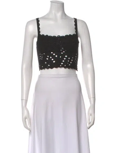 Pre-owned Charo Ruiz Lace Pattern Square Neckline Crop Top In Black