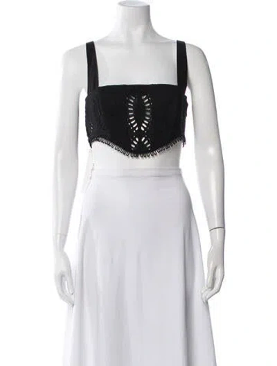 Pre-owned Charo Ruiz Lace Pattern Square Neckline Crop Top In Black