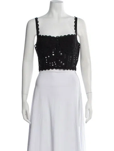 Pre-owned Charo Ruiz Lace Pattern Square Neckline Crop Top In Black