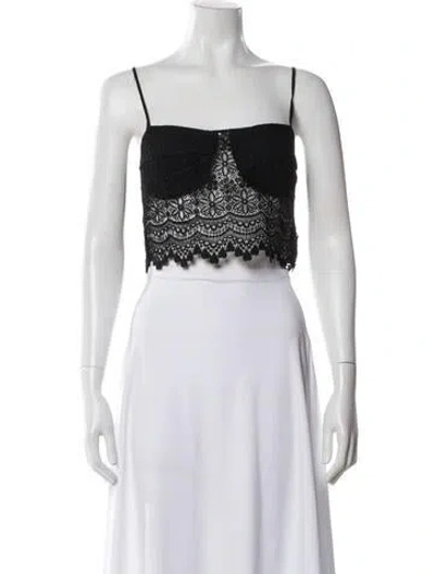 Pre-owned Charo Ruiz Lace Pattern Square Neckline Crop Top W/ Tags In Black