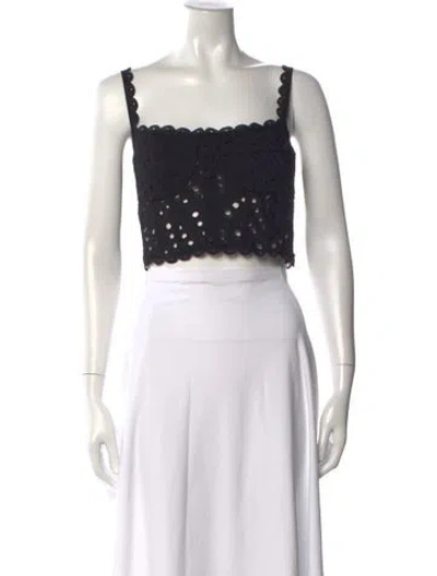 Pre-owned Charo Ruiz Lace Pattern Square Neckline Crop Top W/ Tags In Black