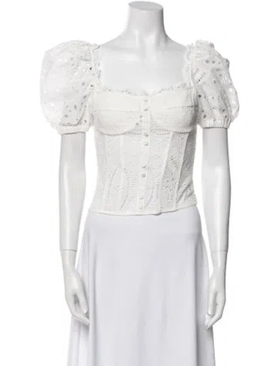 Pre-owned Charo Ruiz Lace Pattern Square Neckline Crop Top W/ Tags In White