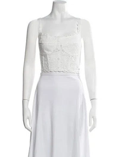 Pre-owned Charo Ruiz Lace Pattern Square Neckline Crop Top W/ Tags In White