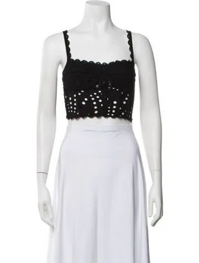 Pre-owned Charo Ruiz Lace Pattern Square Neckline Crop Top In White