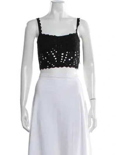 Pre-owned Charo Ruiz Lace Pattern Square Neckline Crop Top In White