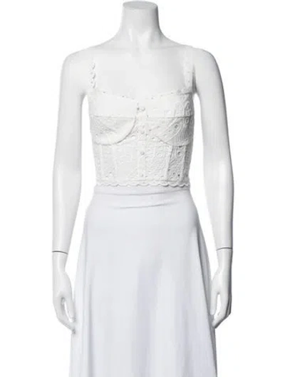 Pre-owned Charo Ruiz Lace Pattern Square Neckline Top W/ Tags In White