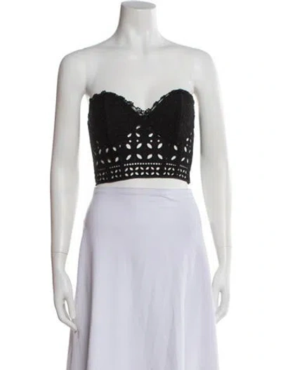 Pre-owned Charo Ruiz Lace Pattern Strapless Crop Top In Black