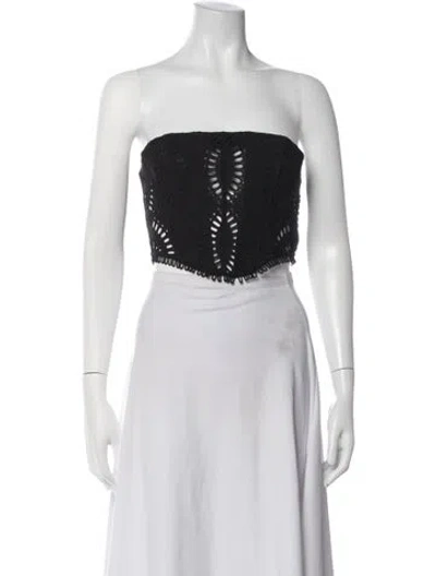 Pre-owned Charo Ruiz Lace Pattern Strapless Crop Top In Black