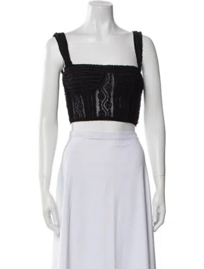 Pre-owned Charo Ruiz Lace Pattern Strapless Crop Top W/ Tags In Black