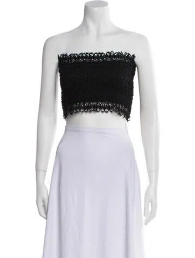 Pre-owned Charo Ruiz Lace Pattern Strapless Crop Top W/ Tags In Black