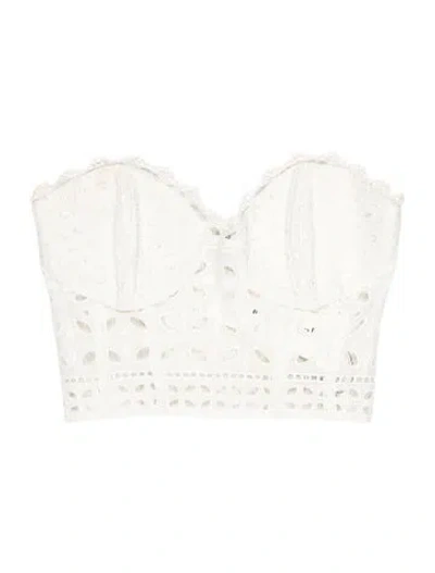 Pre-owned Charo Ruiz Lace Pattern Strapless Crop Top In White