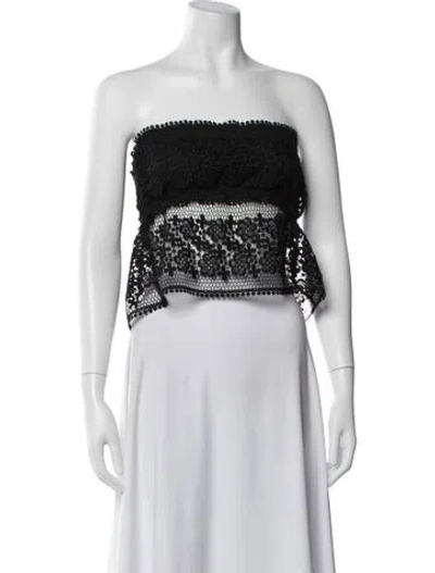 Pre-owned Charo Ruiz Lace Pattern Strapless Top In Black
