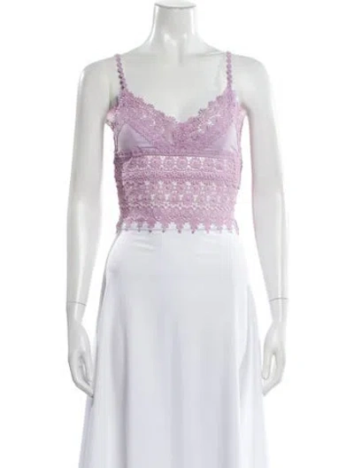 Pre-owned Charo Ruiz Lace Pattern V-neck Crop Top In Multi