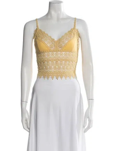 Pre-owned Charo Ruiz Lace Pattern V-neck Crop Top In Multi