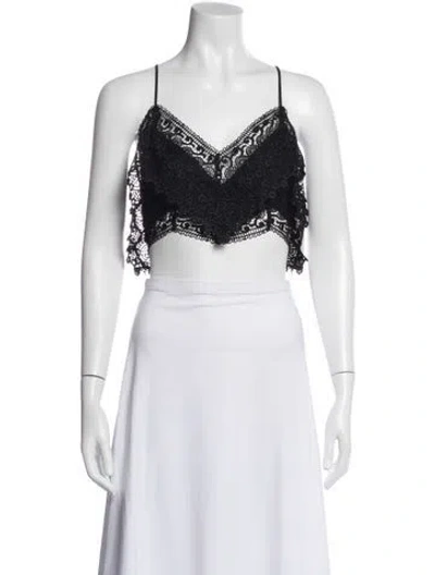 Pre-owned Charo Ruiz Lace Pattern V-neck Crop Top In Multi