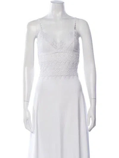 Pre-owned Charo Ruiz Lace Pattern V-neck Top In White