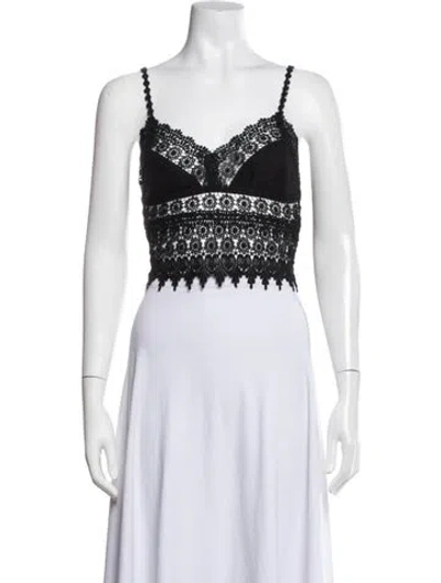 Pre-owned Charo Ruiz Lace Pattern V-neck Top In White