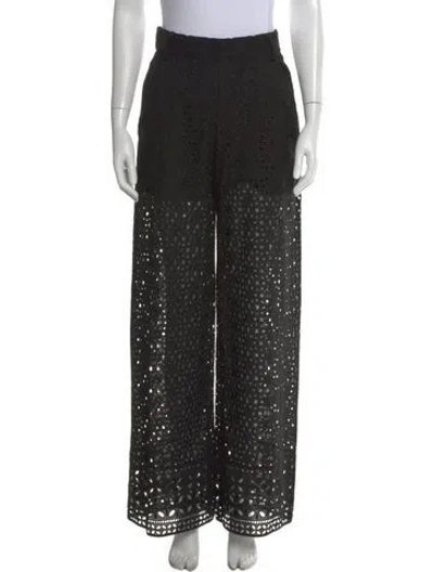 Pre-owned Charo Ruiz Lace Pattern Wide Leg Pants In Black
