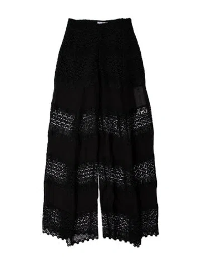 Pre-owned Charo Ruiz Lace Pattern Wide Leg Pants In Blue