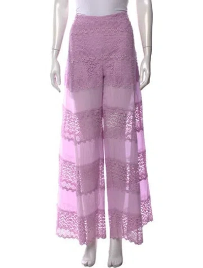 Pre-owned Charo Ruiz Lace Pattern Wide Leg Pants W/ Tags In Purple