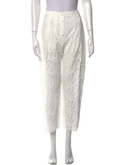 Pre-owned Charo Ruiz Lace Pattern Wide Leg Pants W/ Tags In White