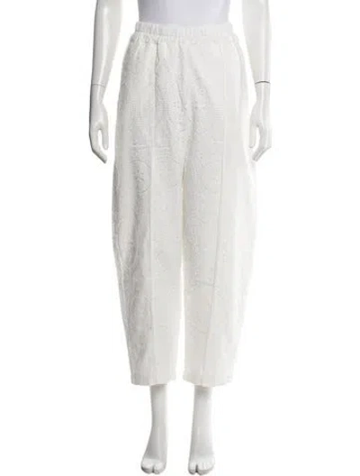 Pre-owned Charo Ruiz Lace Pattern Wide Leg Pants In White