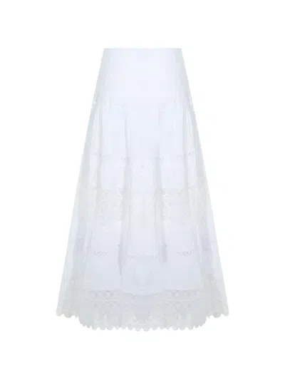 Charo Ruiz Lace Tiered Maxi Skirt In White