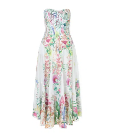 Charo Ruiz Illyr Off-the-shoulder Smocked Floral-print Cotton-blend Voile Midi Dress In Multi