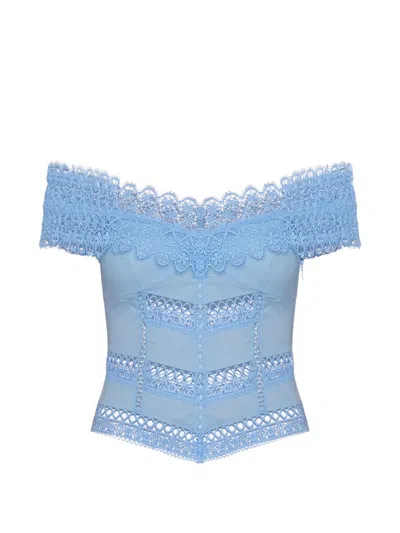 Charo Ruiz Lace-trim Off-the-shoulder Top In Blue
