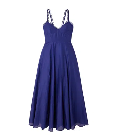 Charo Ruiz Lacetrimmed Cottonblend Voile Midi Dress In Blue