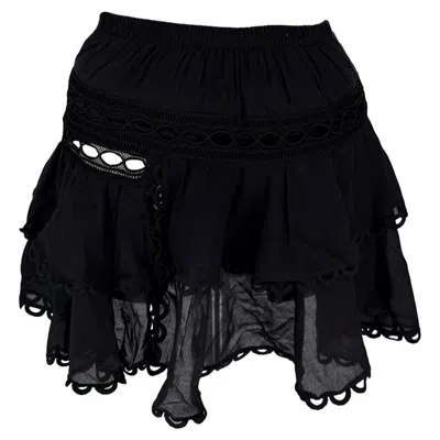 Pre-owned Charo Ruiz Lace-trimmed Mini Skirt In Black Cotton