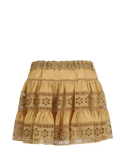 Charo Ruiz Lea Broderie Anglaise Tiered Skirt In Yellow