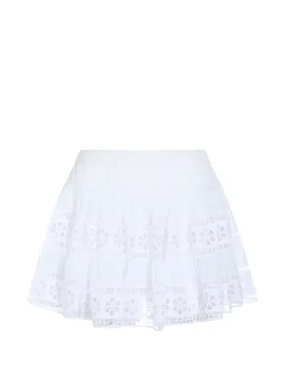 Charo Ruiz Lea Floral Lace Mini Skirt In White