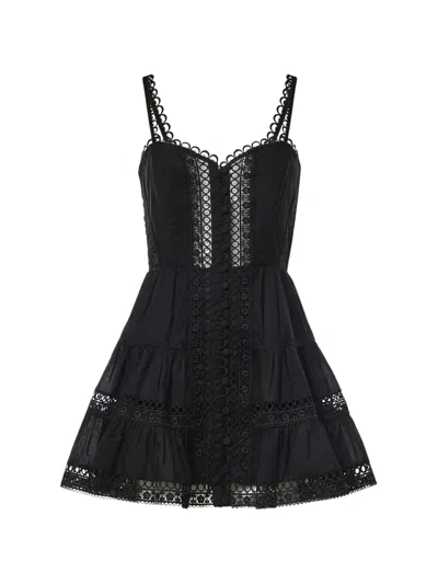 Charo Ruiz Lenora Broderie-anglaise Tiered Mini Dress In Black