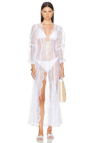 Charo Ruiz Lodie Lace Semi-sheer Coat In White