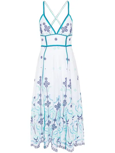 Charo Ruiz Jodie Long Dress Blue Lolita In White