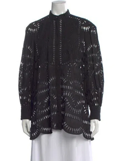 Pre-owned Charo Ruiz Long Sleeve Blouse In Black