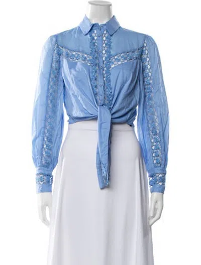 Pre-owned Charo Ruiz Long Sleeve Blouse In Blue