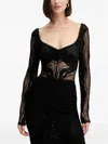 Charo Ruiz Long-sleeve Lace Bodysuit In Black