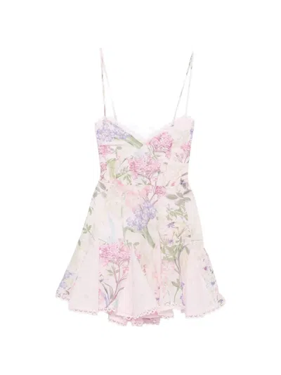 Charo Ruiz Marlene Botanical-print Mini Dress In Pink