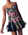 Charo Ruiz Marlene Short Dress In Black Botanic In Multi
