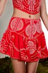 Charo Ruiz Marli Embroidered Cotton Short Skirt In Red