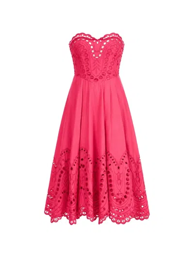 Charo Ruiz Marlin Broderie Anglaise Cotton-blend Midi Dress In Red