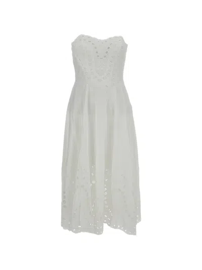 Charo Ruiz Strapless Eyelet Embroidery Marlin Dress In White