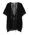 Charo Ruiz Kayla Black Lace-trimmed Cotton-blend Kaftan