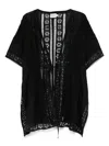 Charo Ruiz Kayla Black Lace-trimmed Cotton-blend Kaftan In Schwarz
