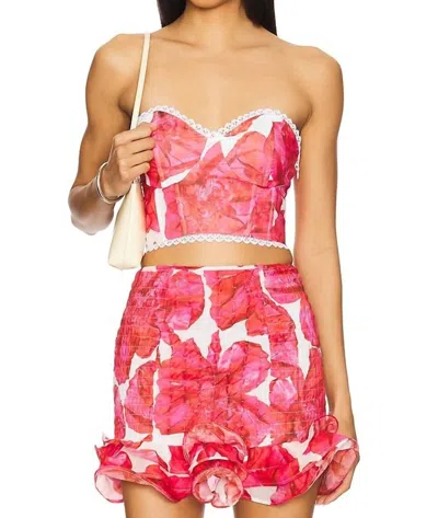 Charo Ruiz Matis Bustier Top In White Blossom In Multi