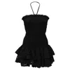 Charo Ruiz Megan Strapless Broderie Anglaise Mini Dress In Black Cotton In Black